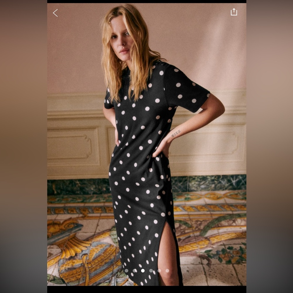 Sézane Emy dress black white polka dots. New.